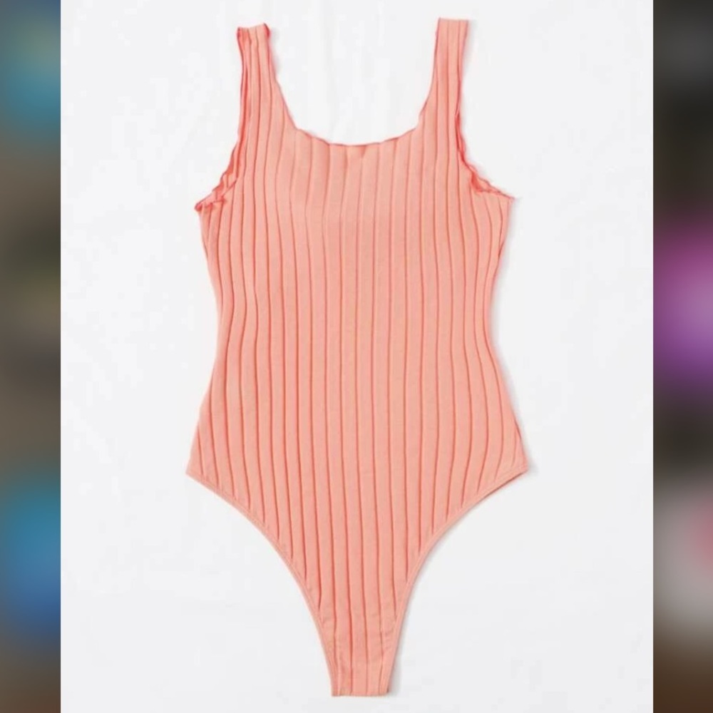 TIE FRONT PEACH BODYSUIT - Picture 2 of 5